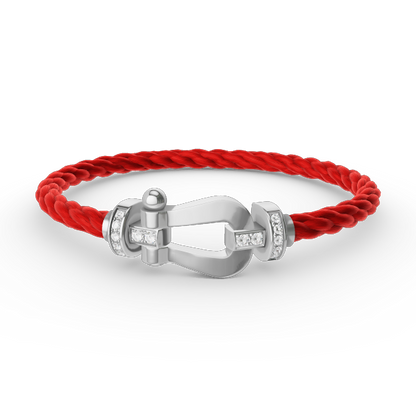 [⭐Aura]FORCE LARGE HORSESHOE HALF DIAMOND BRACELET SILVER
