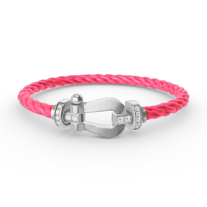 [⭐Aura]FORCE LARGE HORSESHOE HALF DIAMOND BRACELET SILVER