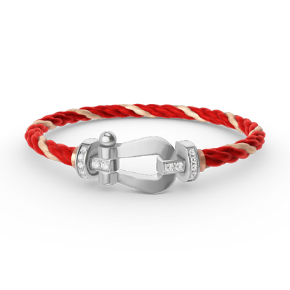 [⭐Aura]FORCE LARGE HORSESHOE HALF DIAMOND BRACELET SILVER