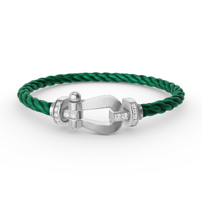 [⭐Aura]FORCE LARGE HORSESHOE HALF DIAMOND BRACELET SILVER