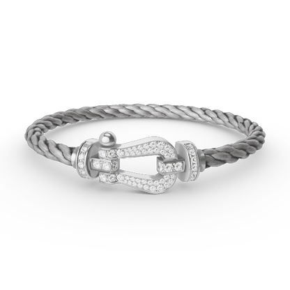 [⭐Aura]FORCE LARGE HORSESHOE FULL DIAMOND BRACELET SILVER