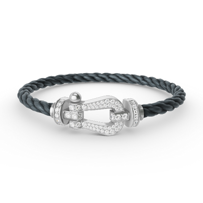 [⭐Aura]FORCE LARGE HORSESHOE FULL DIAMOND BRACELET SILVER