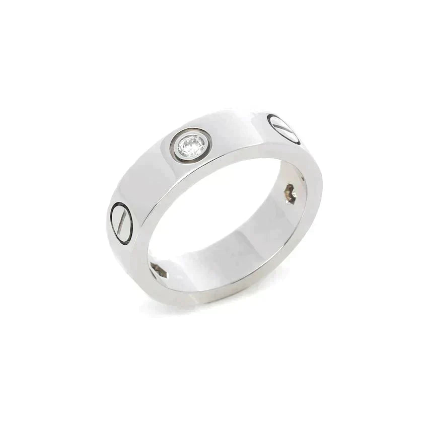 [⭐Aura]LOVE RING 5.5MM 3 DIAMONDS SILVER