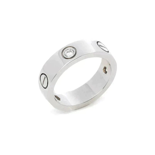[⭐Aura]LOVE RING 5.5MM 3 DIAMONDS SILVER