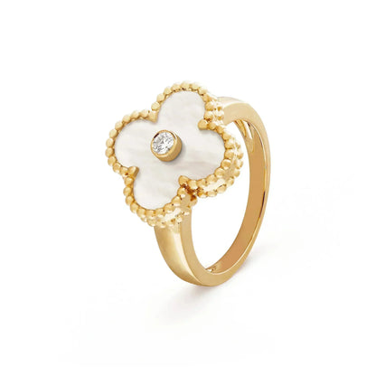 [⭐Aura]CLOVER PINK MOP RING GOLD DIAMOND